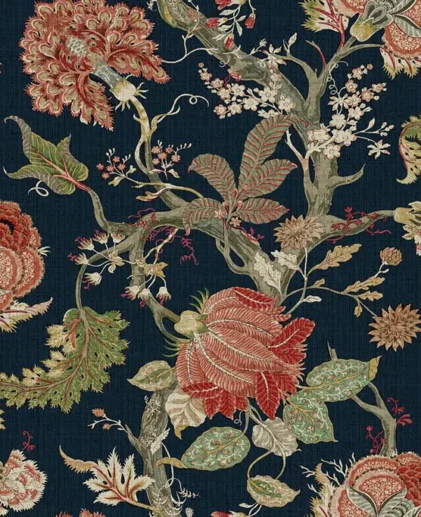 Papel pintado de estampado floral en color negro Thurleigh CL70102