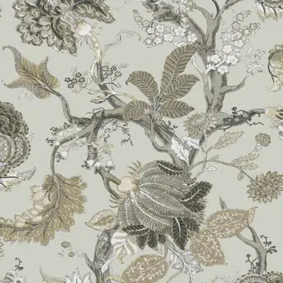 Papel pintado de estampado floral en color gris Thurleigh CL70108