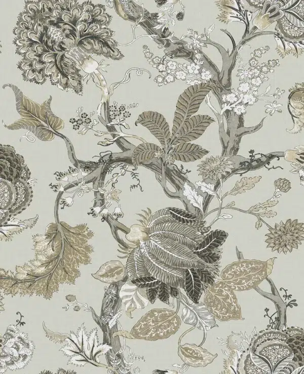Papel pintado de estampado floral en color gris Thurleigh CL70108