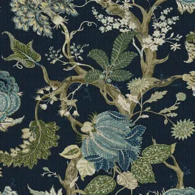 Papel pintado de estampado floral en color azul Thurleigh CL70112