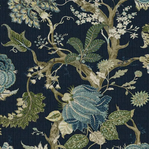 Papel pintado de estampado floral en color azul Thurleigh CL70112