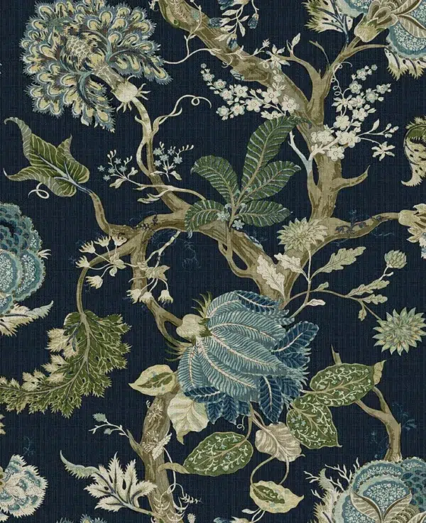 Papel pintado de estampado floral en color azul Thurleigh CL70112