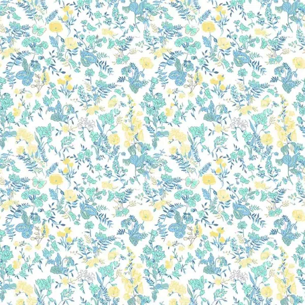 Papel de estampado floral en color azul Ballade Parisienne 36230201