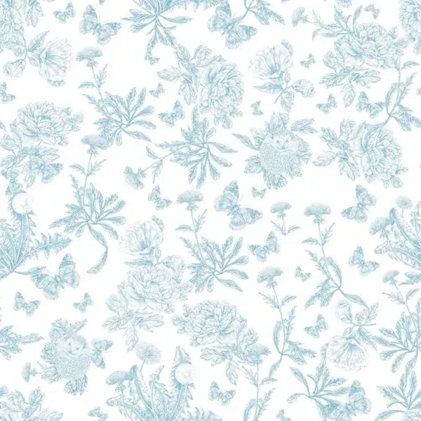 Papel pintado de Toile de Jouy en color azul Toile de Jouy Herissons 36230501