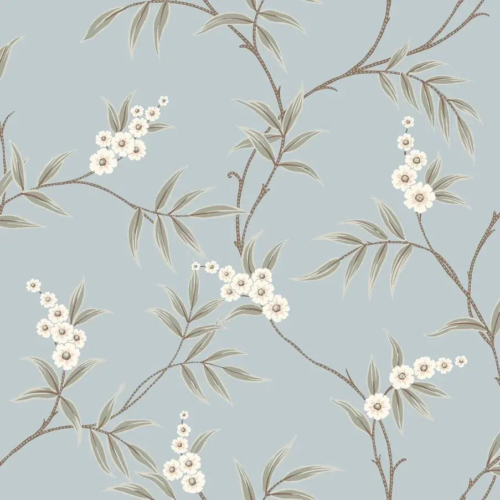 Papel pintado de estampado floral en color azul Floral Tree 7762