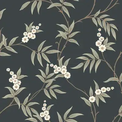 Papel pintado de estampado floral en color verde Floral Tree 7765