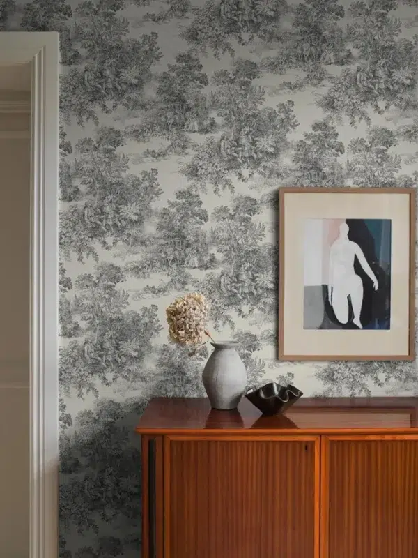 Papel pintado de Toile de Jouy en color azul Toile de Jouy 7767 - Imagen 5