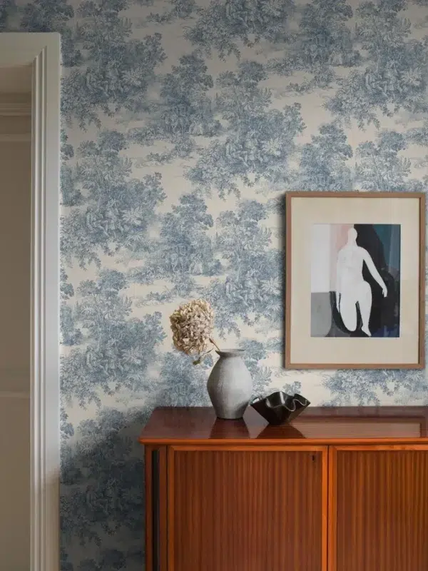 Papel pintado de Toile de Jouy en color azul Toile de Jouy 7767 - Imagen 3