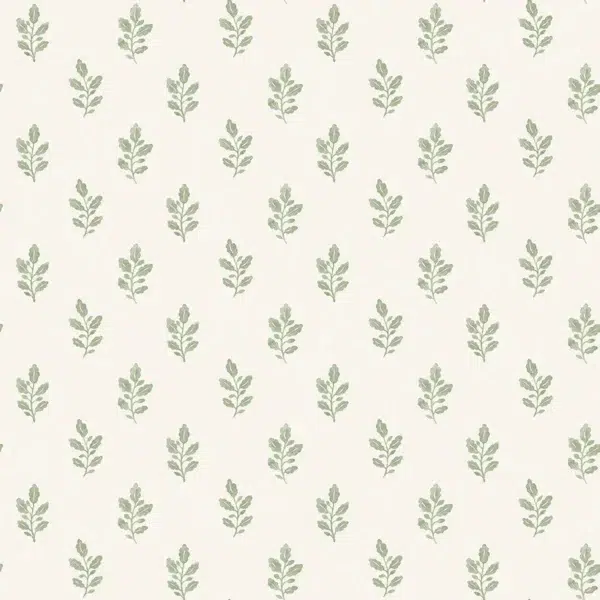 Papel pintado bicolor en color verde Little Oak 7776