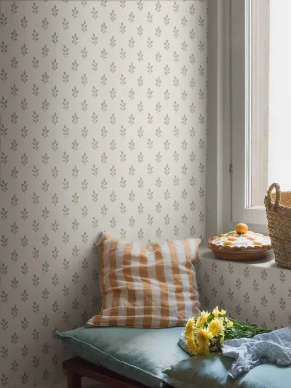 Papel pintado bicolor en color verde Little Oak 7776 - Imagen 3