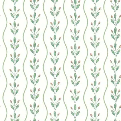 Papel pintado de hojas en color verde Flower Buds 7778