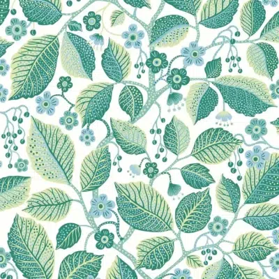 Papel pintado de estampado floral en color verde Elm Tree 7784
