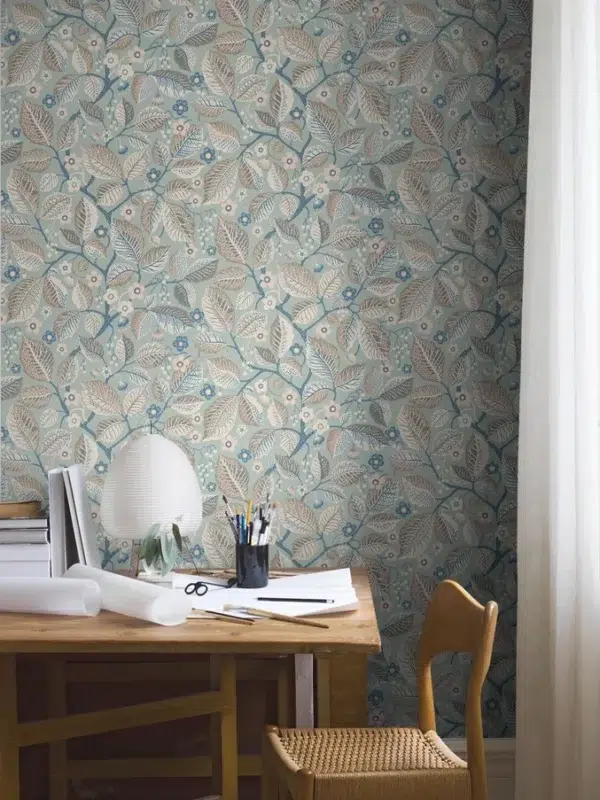 Papel pintado de estampado floral en color azul Elm Tree 7785 - Imagen 3