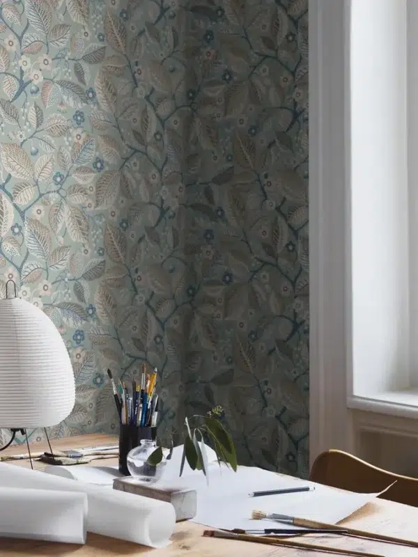 Papel pintado de estampado floral en color azul Elm Tree 7785 - Imagen 4