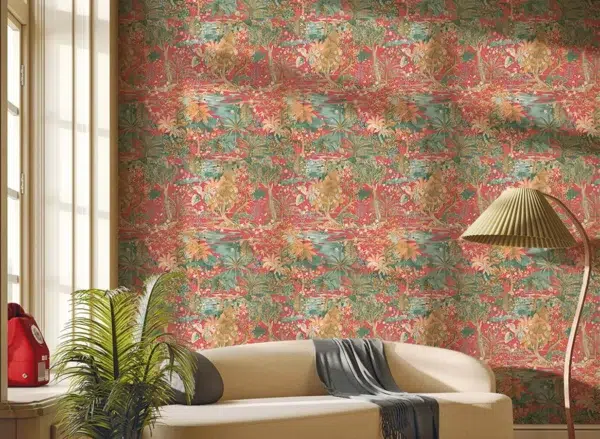 Papel pintado estampado floral en color verde Japura 25803 - Imagen 5