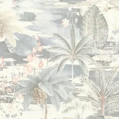Papel pintado estampado floral en color gris Japura 25801