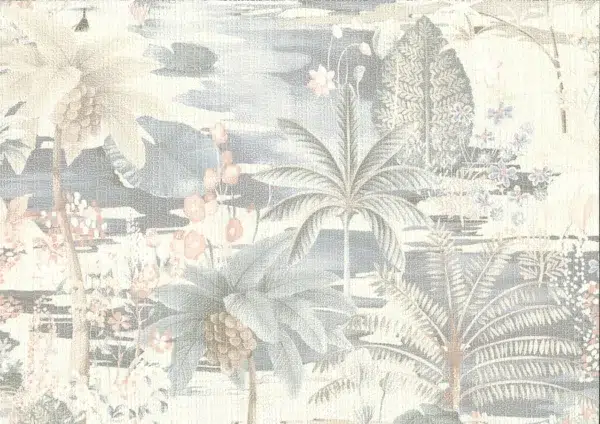Papel pintado estampado floral en color gris Japura 25801