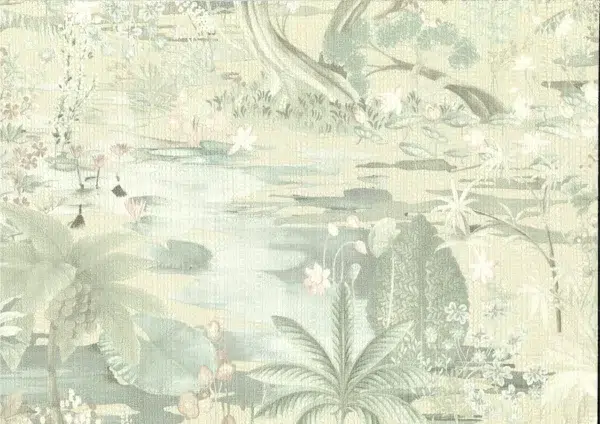 Papel pintado estampado floral en color verde Japura 25803