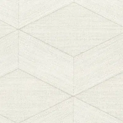 Papel pintado geométrico en color blanco Kita 25831