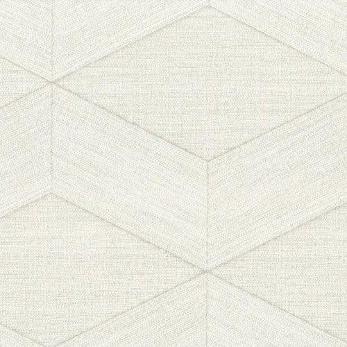 Papel pintado geométrico en color blanco Kita 25831