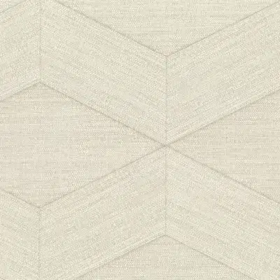 Papel pintado geométrico en color blanco Kita 25835