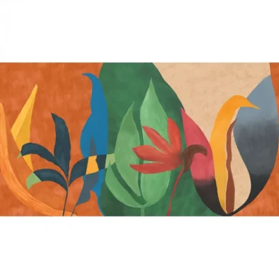 Mural de papel pintado de hojas multicolor Nahua 76343670