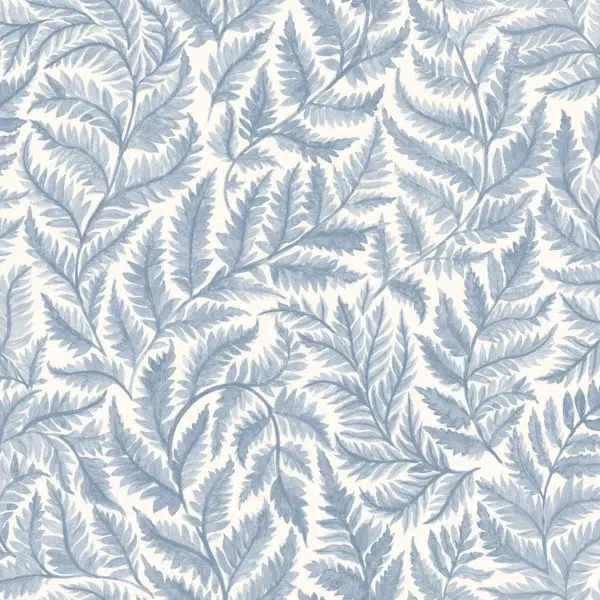 Papel pintado de hojas en color azul Ferns 7790