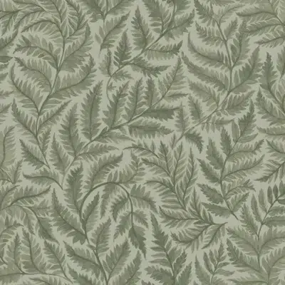 Papel pintado de hojas en color verde Ferns 7792