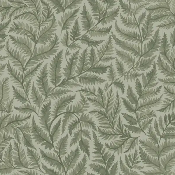 Papel pintado de hojas en color verde Ferns 7792