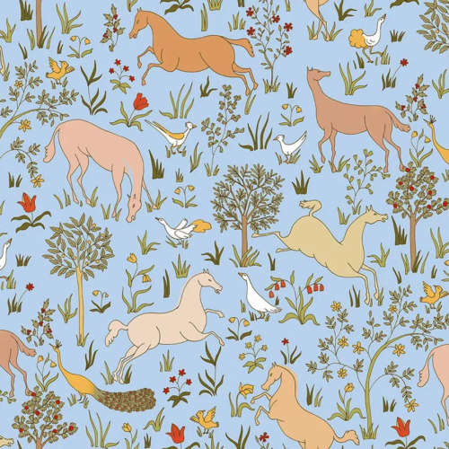 Papel pintado de animales en color azul Ribot 00002