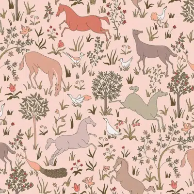 Papel pintado de animales en color rojo Ribot 00003