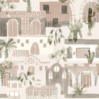 Papel pintado de casas en color gris Eldorado 00042