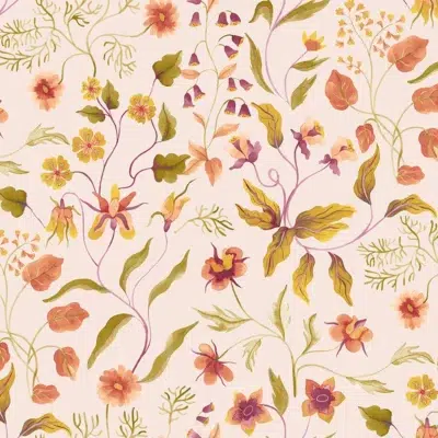 Papel pintado de estampado floral en color rojo Fiordaliso 00052