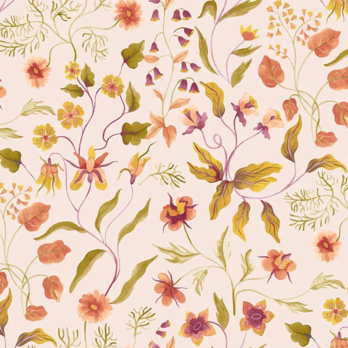 Papel pintado de estampado floral en color rojo Fiordaliso 00052