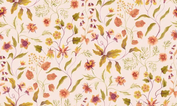 Papel pintado de estampado floral en color rojo Fiordaliso 00052