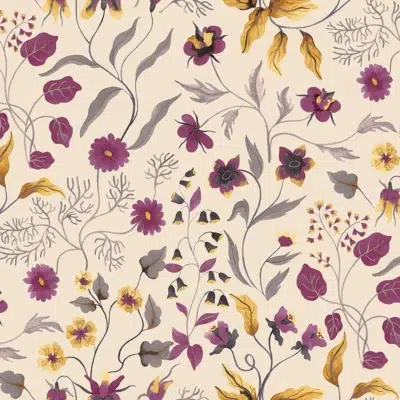 Papel pintado de estampado floral en color beige Fiordaliso 00053