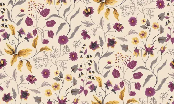 Papel pintado de estampado floral en color beige Fiordaliso 00053