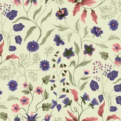 Papel pintado de estampado floral en color verde Fiordaliso 00054