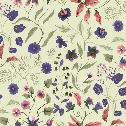 Papel pintado de estampado floral en color verde Fiordaliso 00054