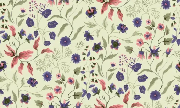 Papel pintado de estampado floral en color verde Fiordaliso 00054
