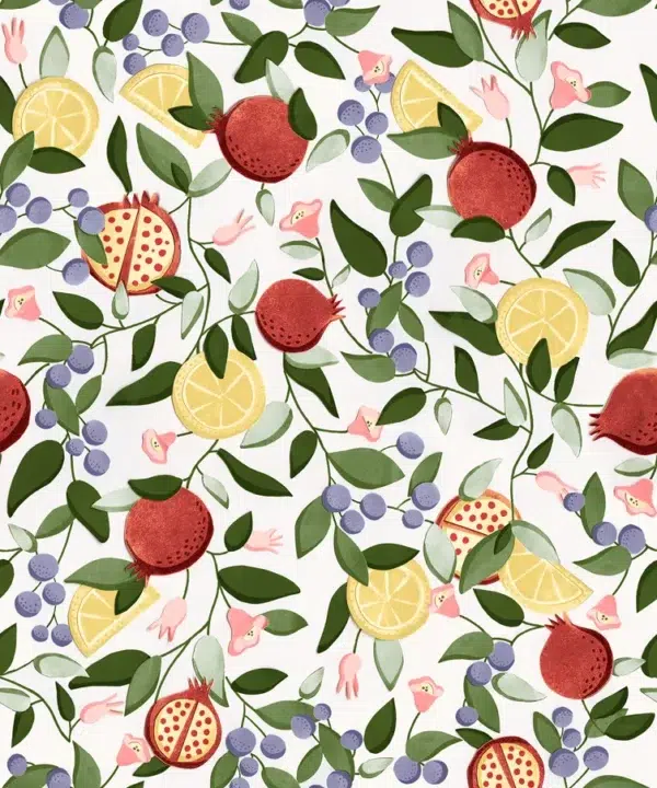 Papel pintado de frutas multicolor Malagranatum 00071