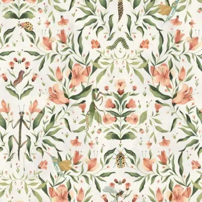 Papel pintado de estampado floral en color verde Meriggio 00082