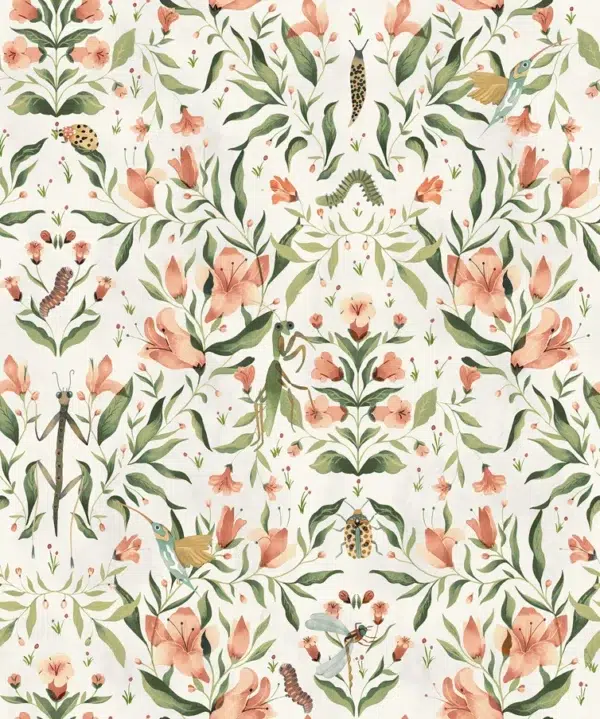 Papel pintado de estampado floral en color verde Meriggio 00082