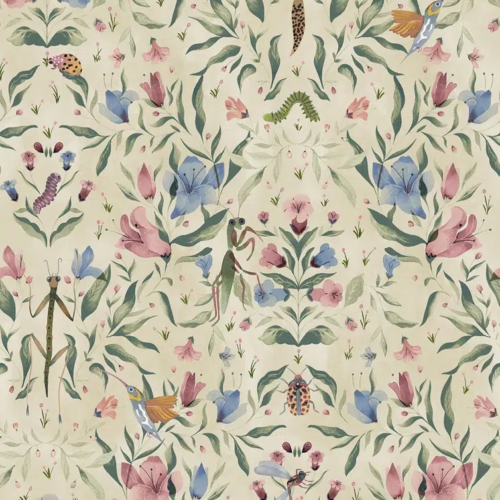 Papel pintado de estampado floral en color verde Meriggio 00083