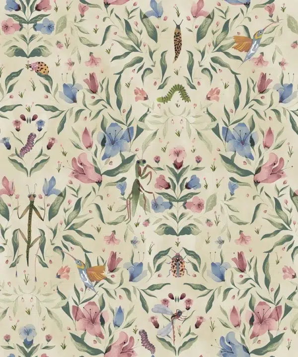 Papel pintado de estampado floral en color verde Meriggio 00083