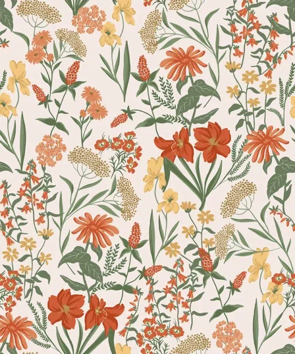 Papel pintado de estampado floral multicolor Sambuco 00092