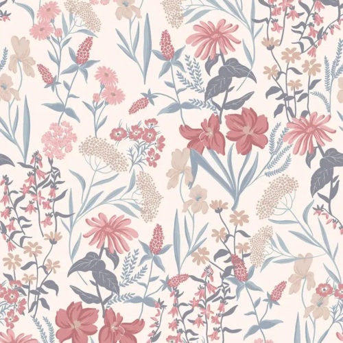 Papel pintado de estampado floral multicolor Sambuco 00093