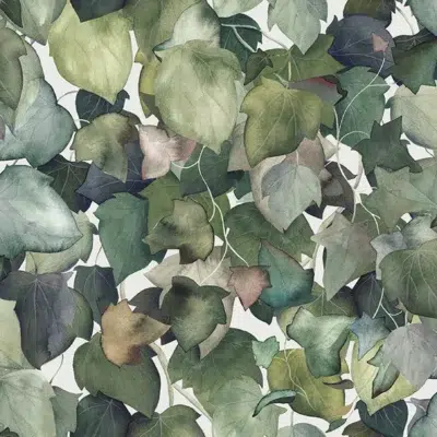 Papel pintado de hojas en color verde Edera 00111