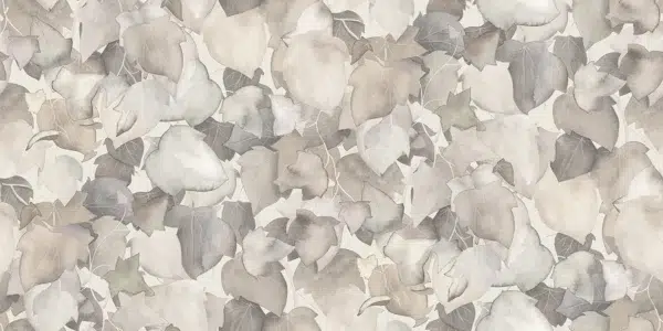 Papel pintado de hojas en color gris Edera 00112