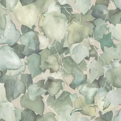 Papel pintado de hojas en color verde Edera 00113